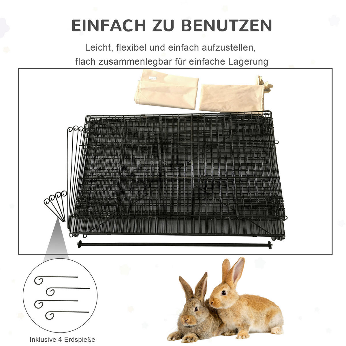 PawHut Gehege schwarz Edelstahl B/H/L: ca. 103x220x103 cm Kleintiergehege - beige/schwarz (103,00/103,00/220,00cm) - PawHut