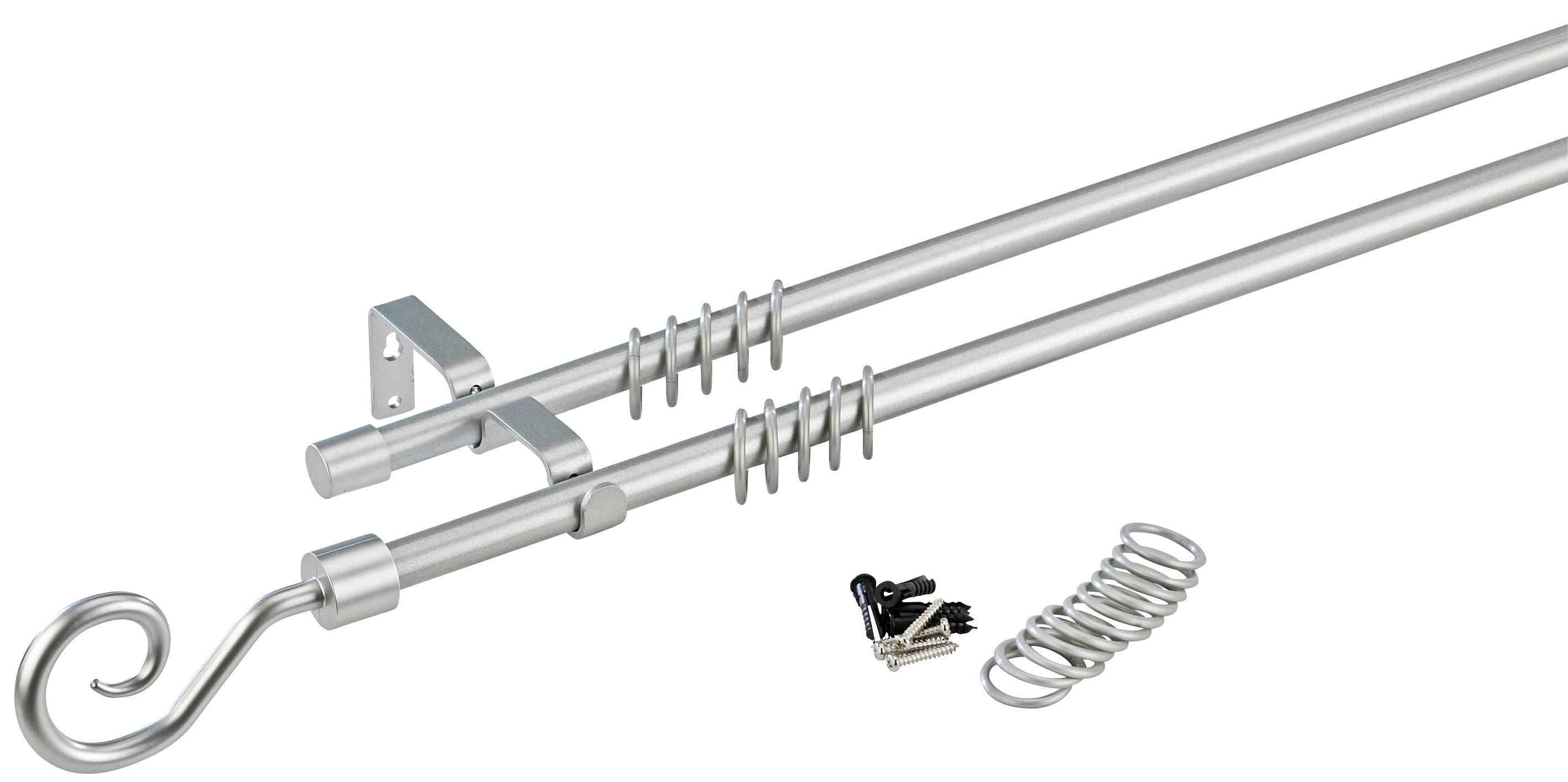 Stilgarnituren Kringel silber Metall D: ca. 1,6 cm ausziehbar von ca. 130 bis 240 cm 2.0 Läufe Kringel - silber (1,60cm) - POCOline