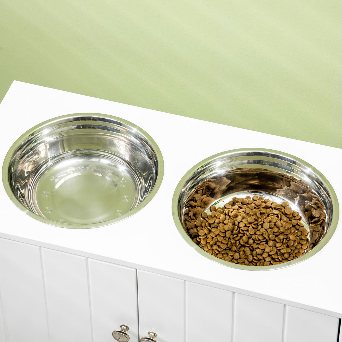 PawHut Futterstation weiß MDF B/H/L: ca. 30x35,5x60 cm Futterstation - weiß (60,00/30,00/35,50cm) - PawHut
