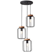 Brilliant Pendelleuchte Tosh 99502/66 natur schwarz Holz Metall B/H/T: ca. 42x165x42 cm E27 3 Brennstellen Pendelleuchte Tosh 99502/66 - natur/schwarz (42,00/165,00/42,00cm) - Brilliant