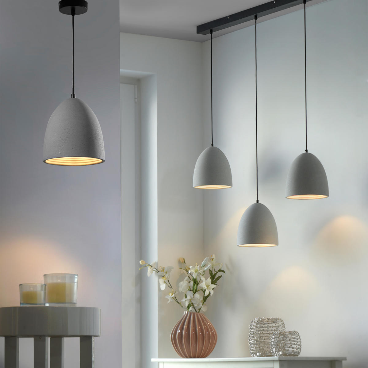 Paul Neuhaus Pendelleuchte ETON 2231-22 grau Beton Eisen B/H/D: ca. 21x120x21 cm E27 1 Brennstellen ETON - grau (21,00/120,00cm) - Paul Neuhaus