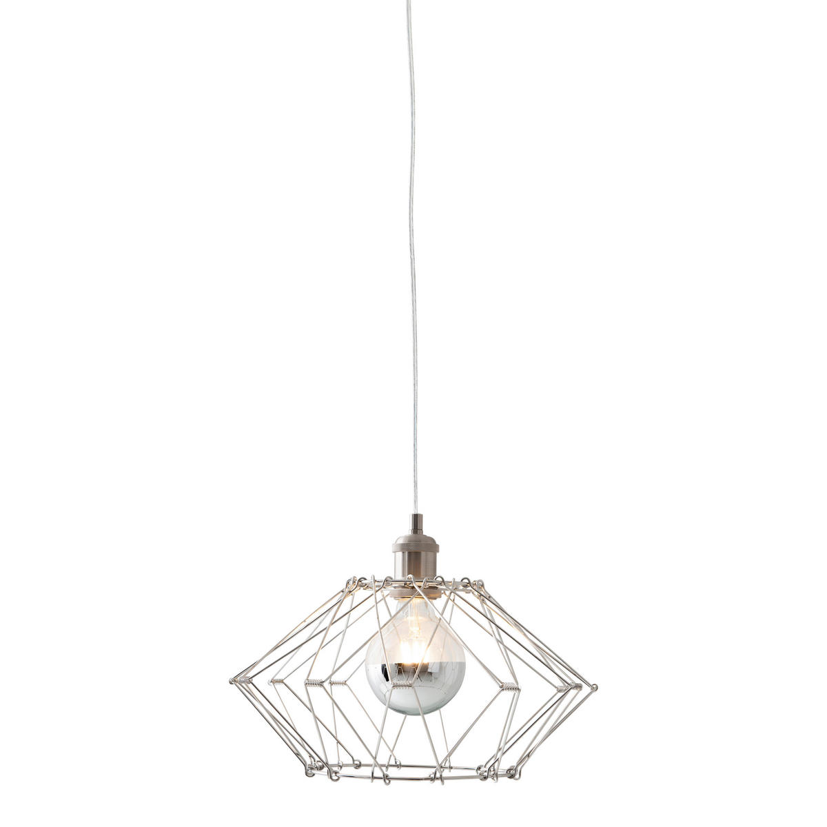 Näve Leuchten Pendelleuchte 6115359 silber Metall B/H/T: ca. 40x110x40 cm E27 1 Brennstellen Fyn - silber (40,00/110,00/40,00cm) - Näve Leuchten