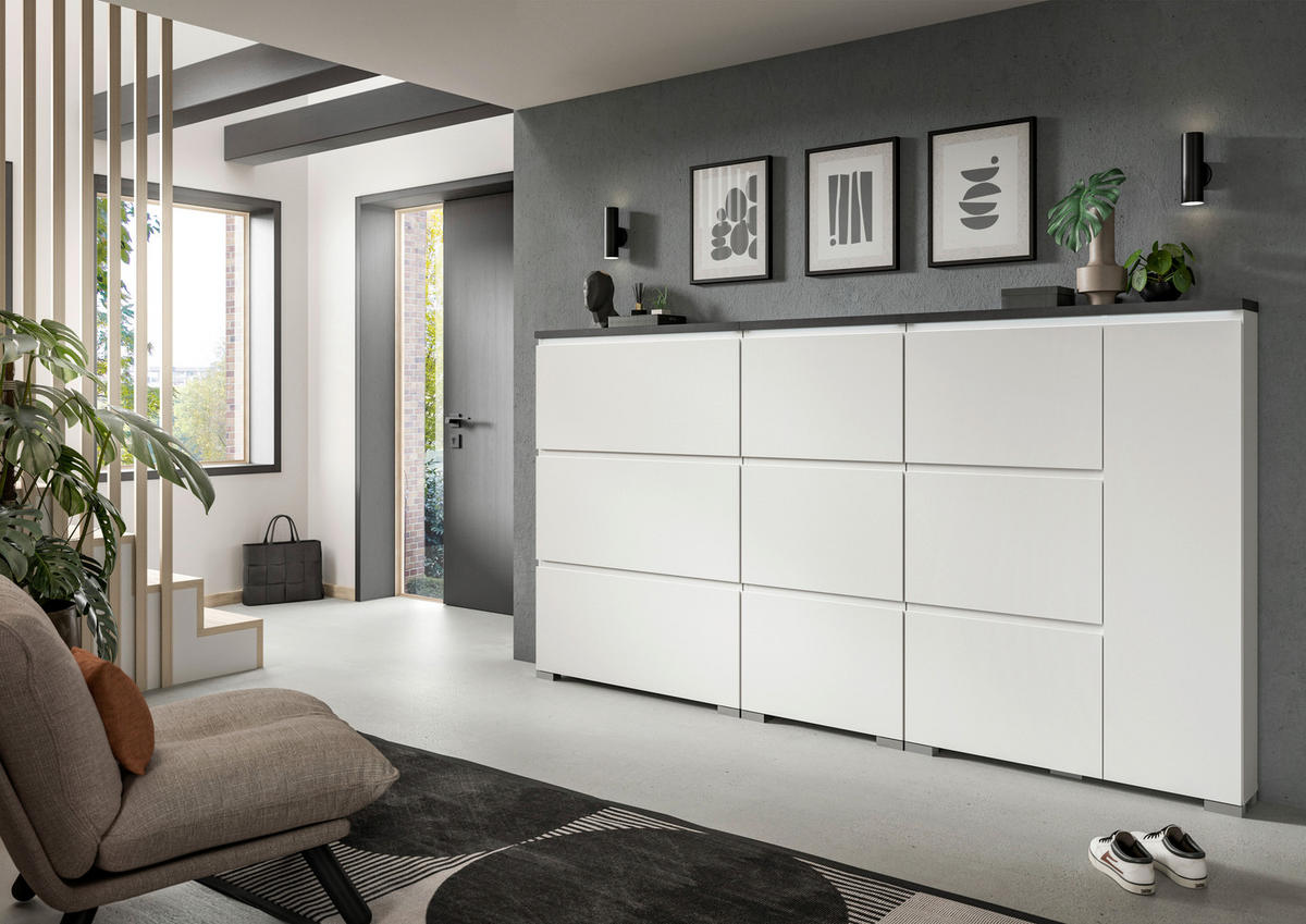 Schuhschrank Shoelove weiß grau B/H/T: ca. 95x130x18 cm Shoelove - weiß/grau (95,00/130,00/18,00cm) - xonox.home