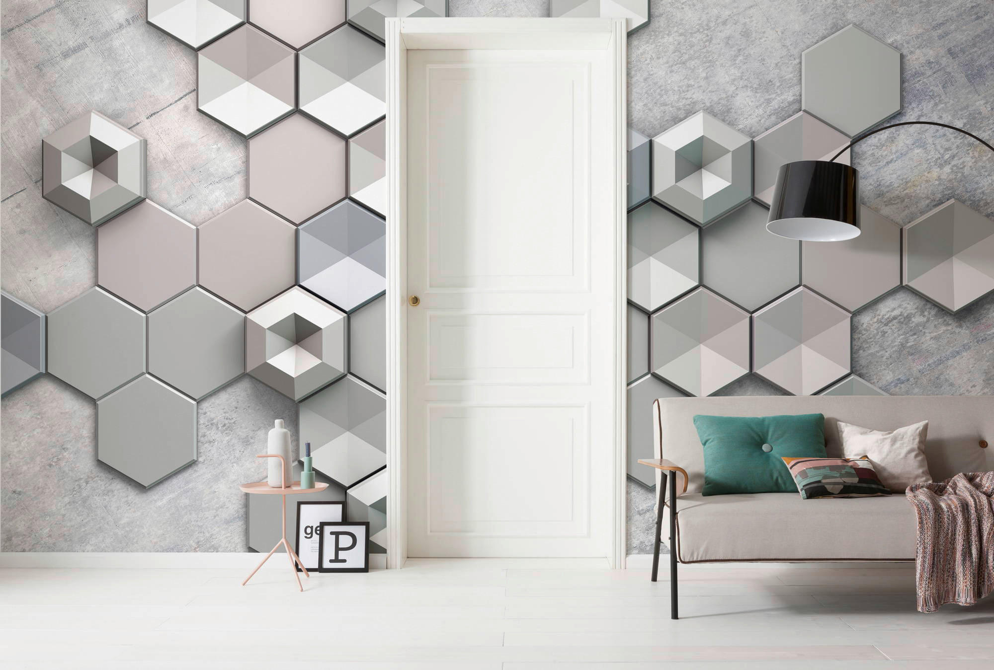 Komar Fototapete Hexagon Concrete B/L: ca. 400x250 cm Hexagon Concrete - (400,00/250,00cm) - Komar