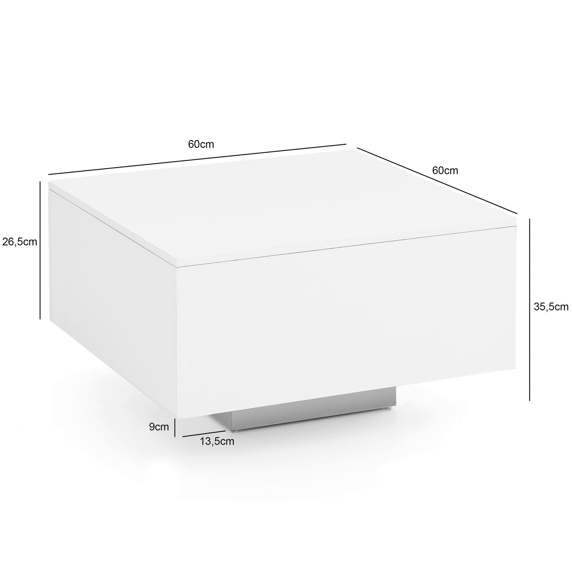 Couchtisch weiß B/H/T: ca. 60x35,5x60 cm Couchtisch - weiß (60,00/35,50/60,00cm) - Wohnling
