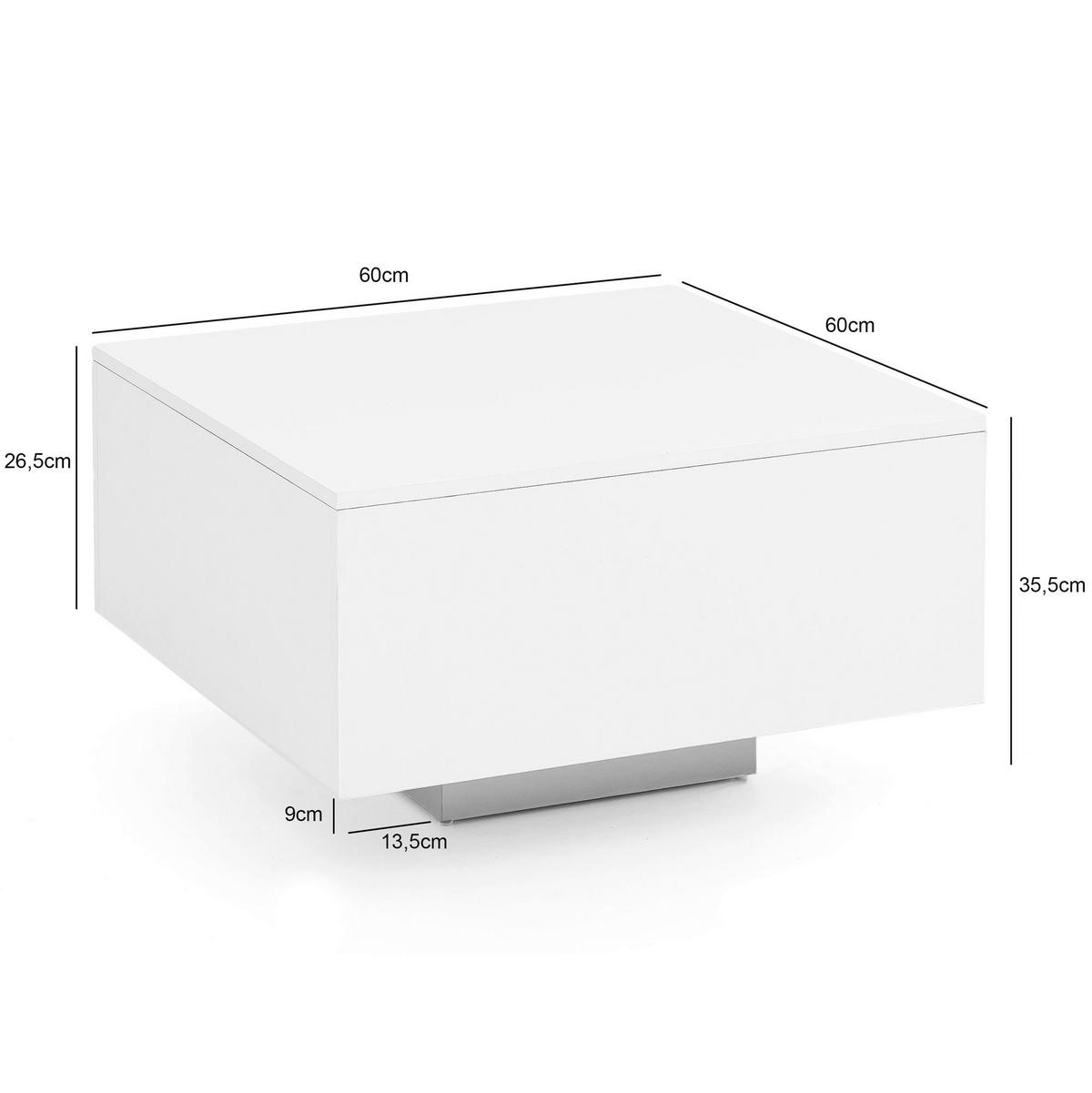 Couchtisch weiß B/H/T: ca. 60x35,5x60 cm Couchtisch - weiß (60,00/35,50/60,00cm) - Wohnling