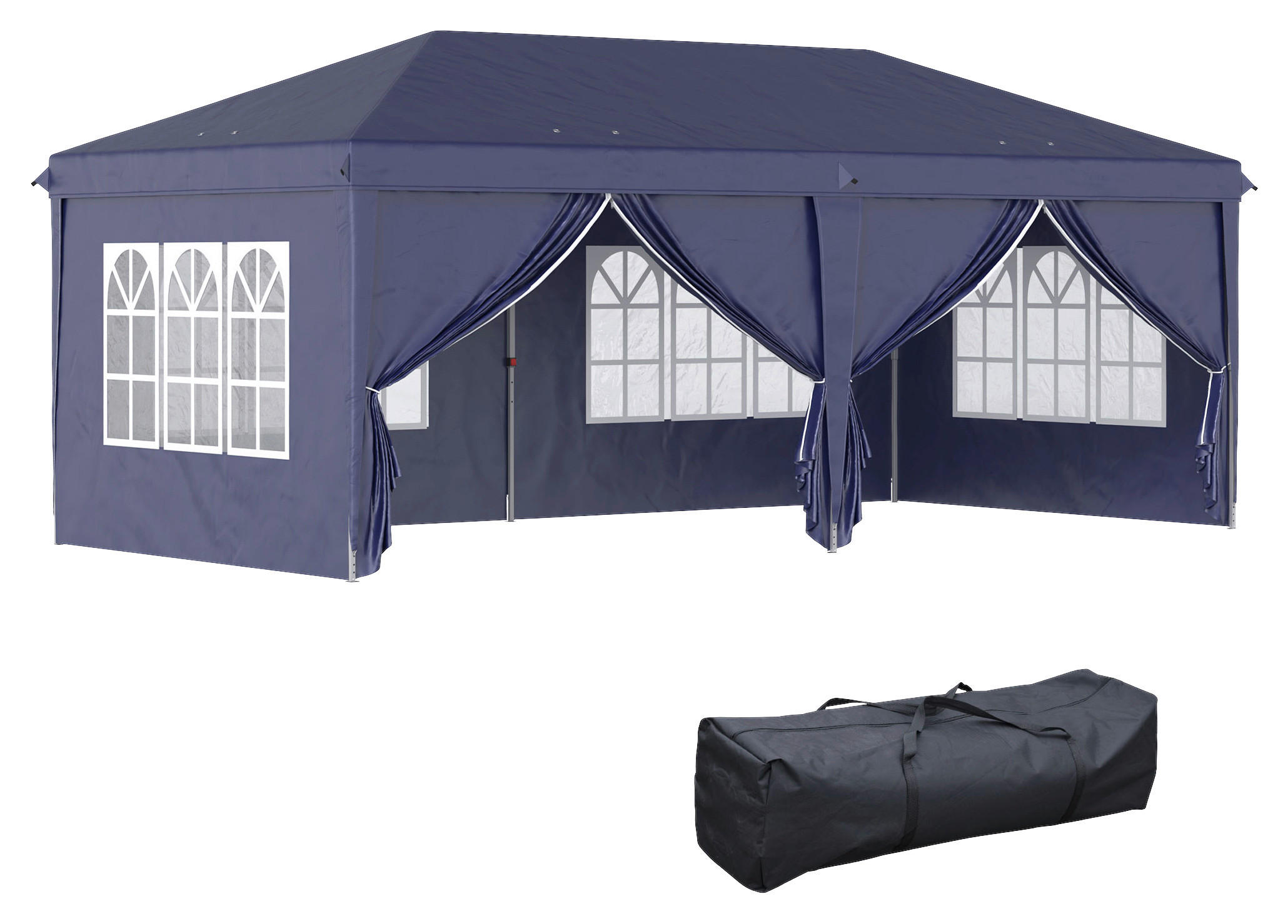 Outsunny Pavillon blau Stahl B/H/L: ca. 295x270x585 cm Pavillon - blau (585,00/295,00/270,00cm) - Outsunny