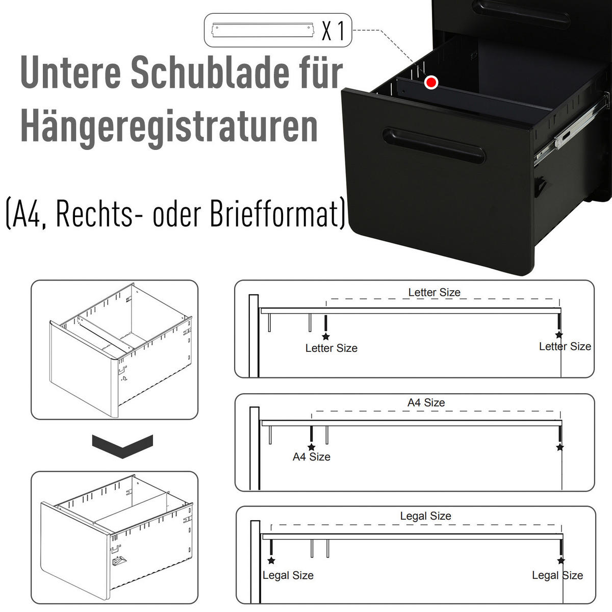 Aktenschrank 924-007BK schwarz B/H/T: ca. 39x59x48 cm 924-007BK - schwarz (39,00/59,00/48,00cm) - Vinsetto