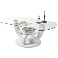 Glascouchtisch Boston weiß Hochglanz lackiert glasklar B/H/T: ca. 110x40x60 cm Boston - weiß/glasklar (110,00/40,00/60,00cm)