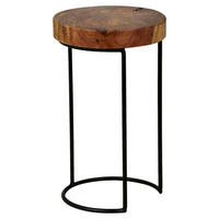 Beistelltisch natur schwarz Echtholz Metall B/H/T: ca. 28x45x28 cm Beistelltisch - natur/schwarz (28,00/45,00/28,00cm) - Wohnling