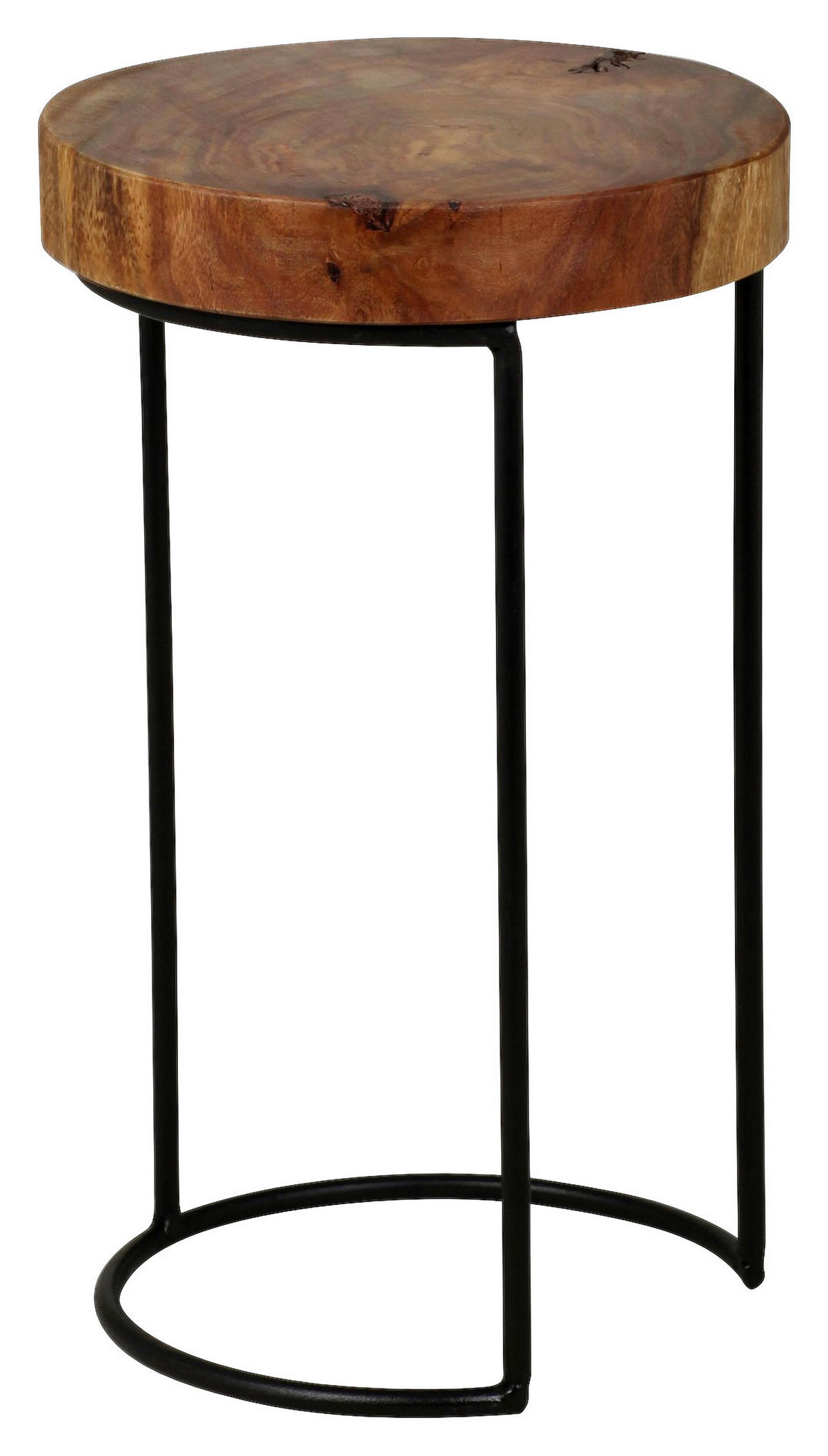 Beistelltisch natur schwarz Echtholz Metall B/H/T: ca. 28x45x28 cm Beistelltisch - natur/schwarz (28,00/45,00/28,00cm) - Wohnling