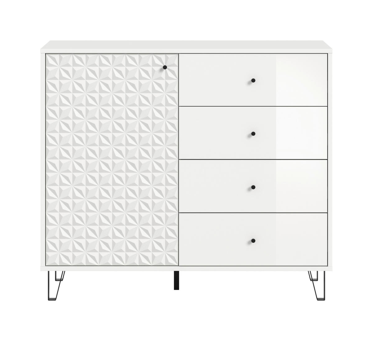 Highboard PRISMA weiß weiß Hochglanz B/H/T: ca. 110x96x40 cm PRISMA - weiß (110,00/96,00/40,00cm) - xonox.home