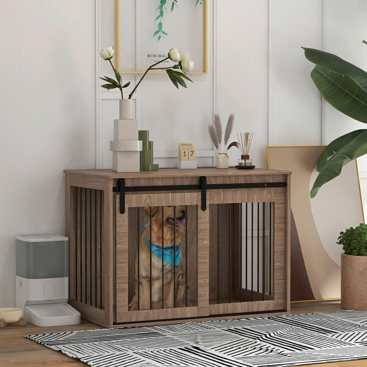 PawHut Hundekäfig nussbaum Spanplatte B/H/L: ca. 58x61x98 cm Hundekäfig - nussbaum (98,00/58,00/61,00cm) - PawHut