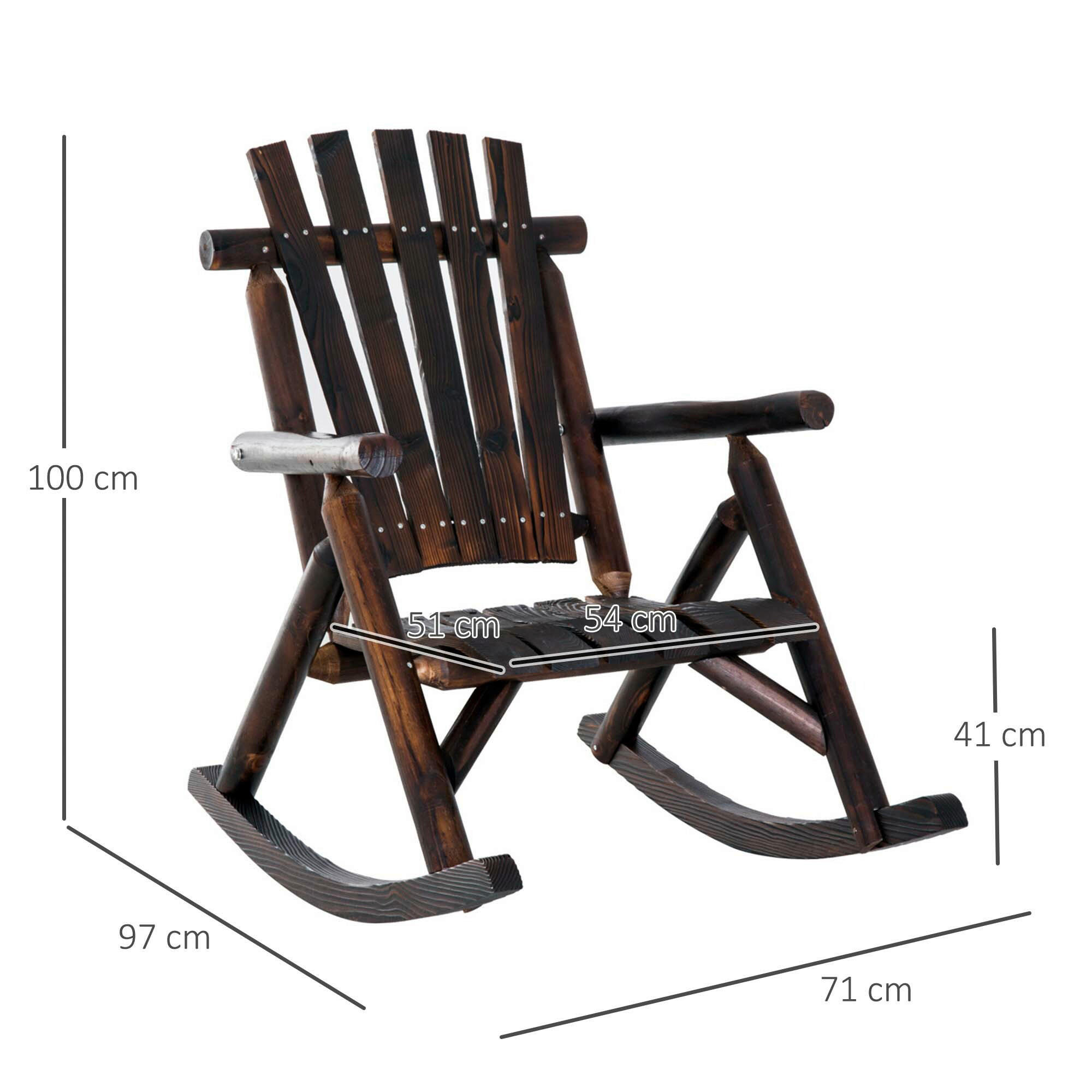 Outsunny Schaukelstuhl dunkelbraun Holz ...