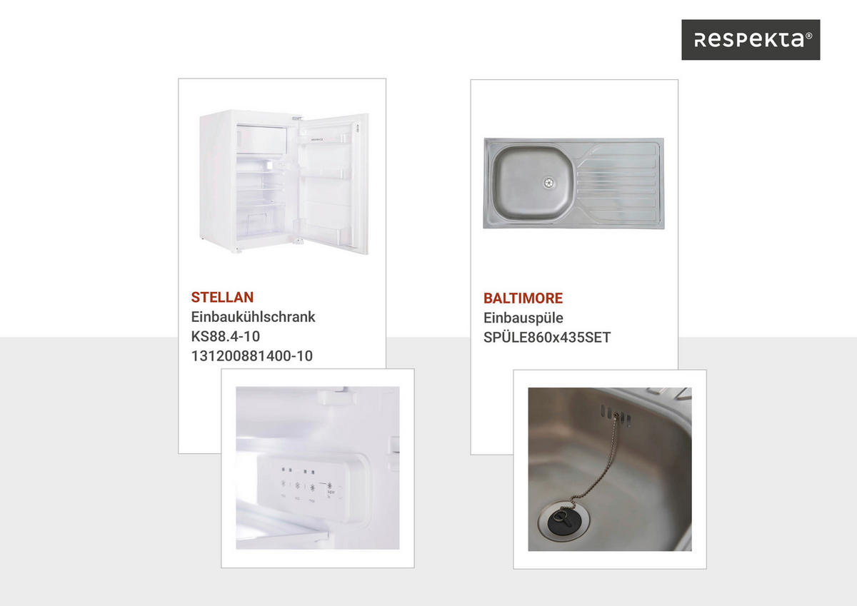 Respekta Küchenblock Merle schwarz B/H/T: ca. 310x200x60 cm Merle - Eiche/schwarz (310,00/200,00/60,00cm) - Respekta