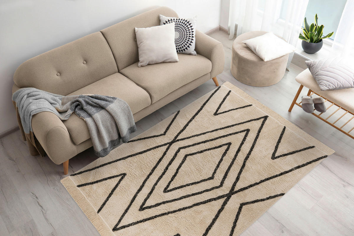 360Living Teppich Mylen schwarz B/L: ca. 80x150 cm Mylen - creme/schwarz (80,00/150,00cm) - 360Living