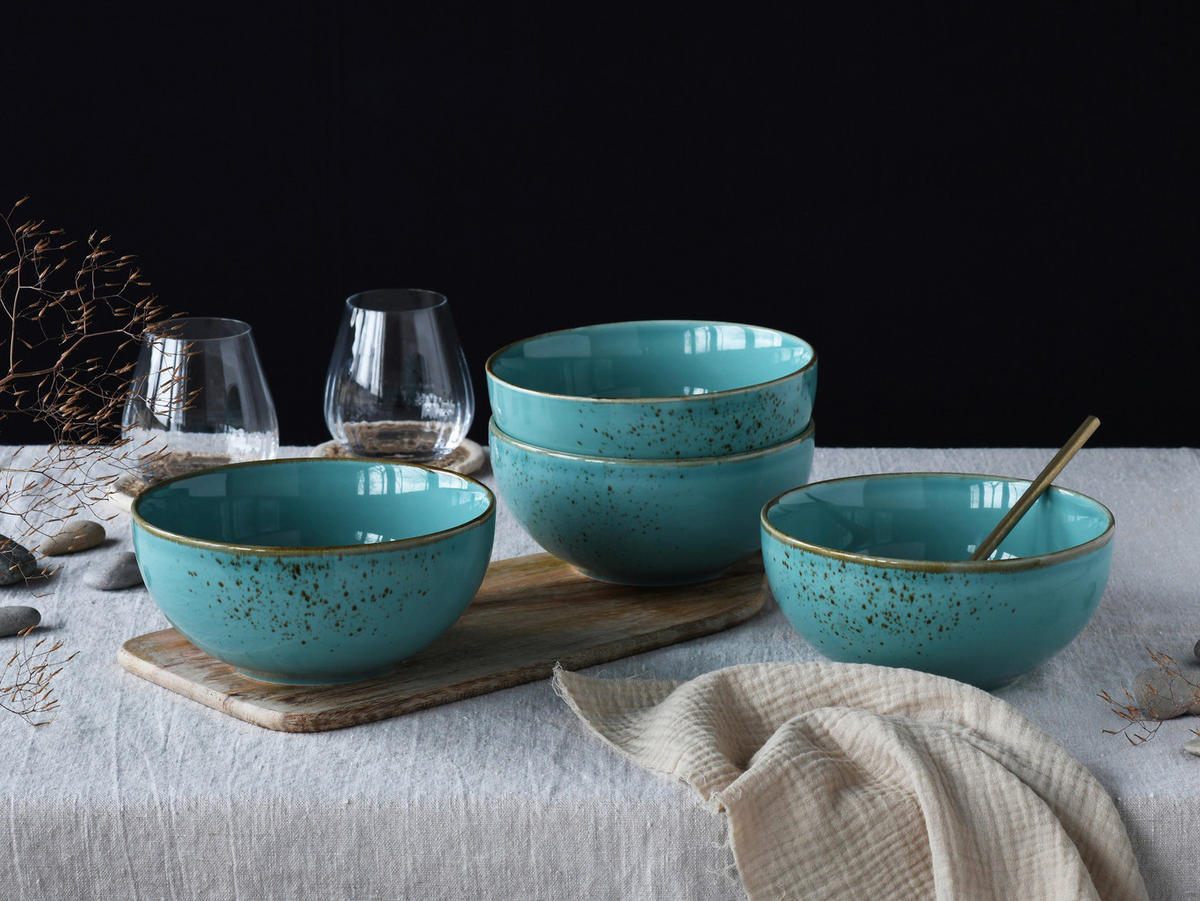 CreaTable Schüssel-Set Nature Collection Water blau Steinzeug Nature Collection Water - blau - CreaTable