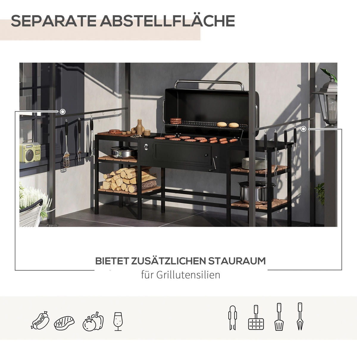 Outsunny Grillpavillon Grillpavillon - (215,00/150,00/220,00cm) - Outsunny