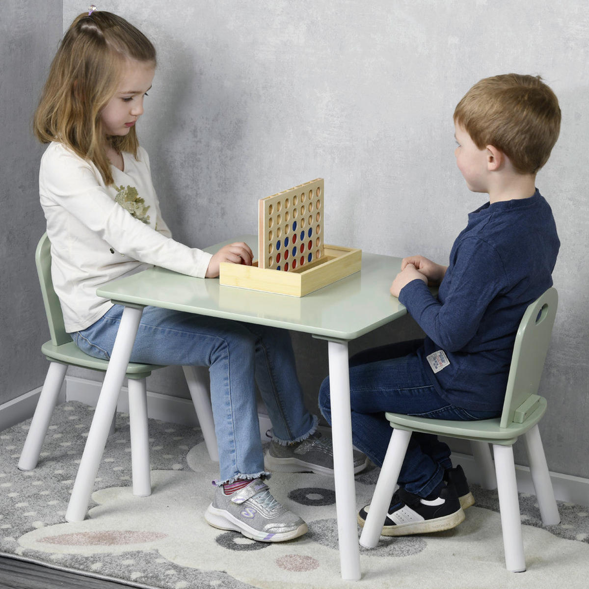 Kesper Kindertisch mit 2 Stühlen mint Spanplatte B/H/L: ca. 55x45x55 cm Kindertisch_mit_2_Stühlen - mint (55,00/55,00/45,00cm) - Kesper