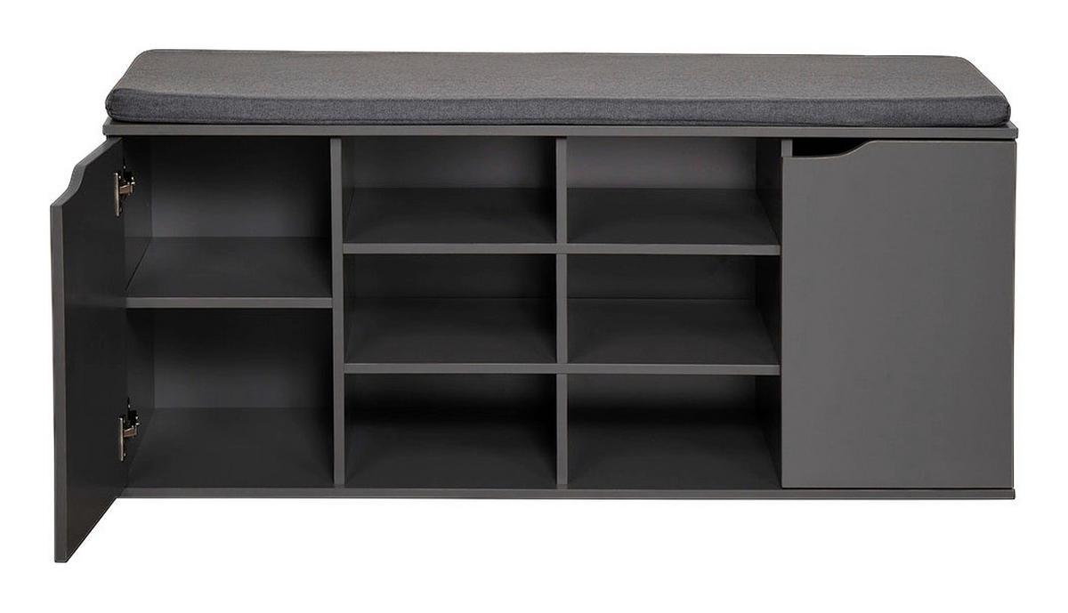 Kesper Schuhregal grau Spanplatte B/H/T: ca. 103x48x30,5 cm Schuhregal_mit_Sitzkissen - grau (103,00/48,00/30,50cm) - Kesper