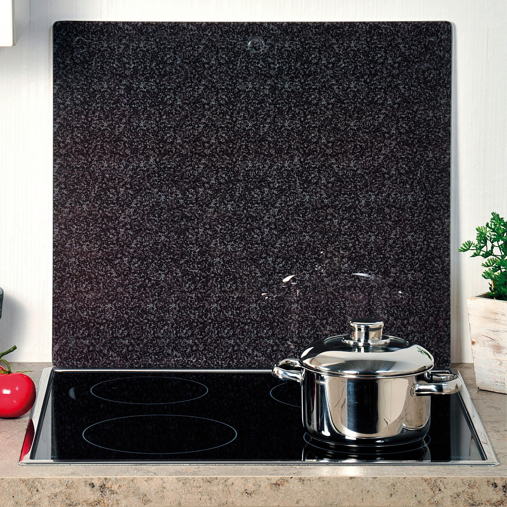 Kesper Herdblende/Spritzschutz Granit stein Glas B/H/L: ca. 50x1,4x56 cm Granit - stein (56,00/50,00/1,40cm) - Kesper
