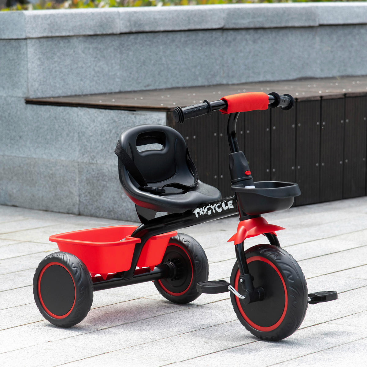 AIYAPLAY Dreirad schwarz B/H/L: ca. 48x80x63 cm Kinderdreirad - rot/schwarz (63,00/48,00/80,00cm) - AIYAPLAY