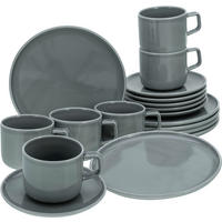 CreaTable Kaffeeservice Chef Collection grau Porzellan 18 tlg. Chef Collection - grau - CreaTable