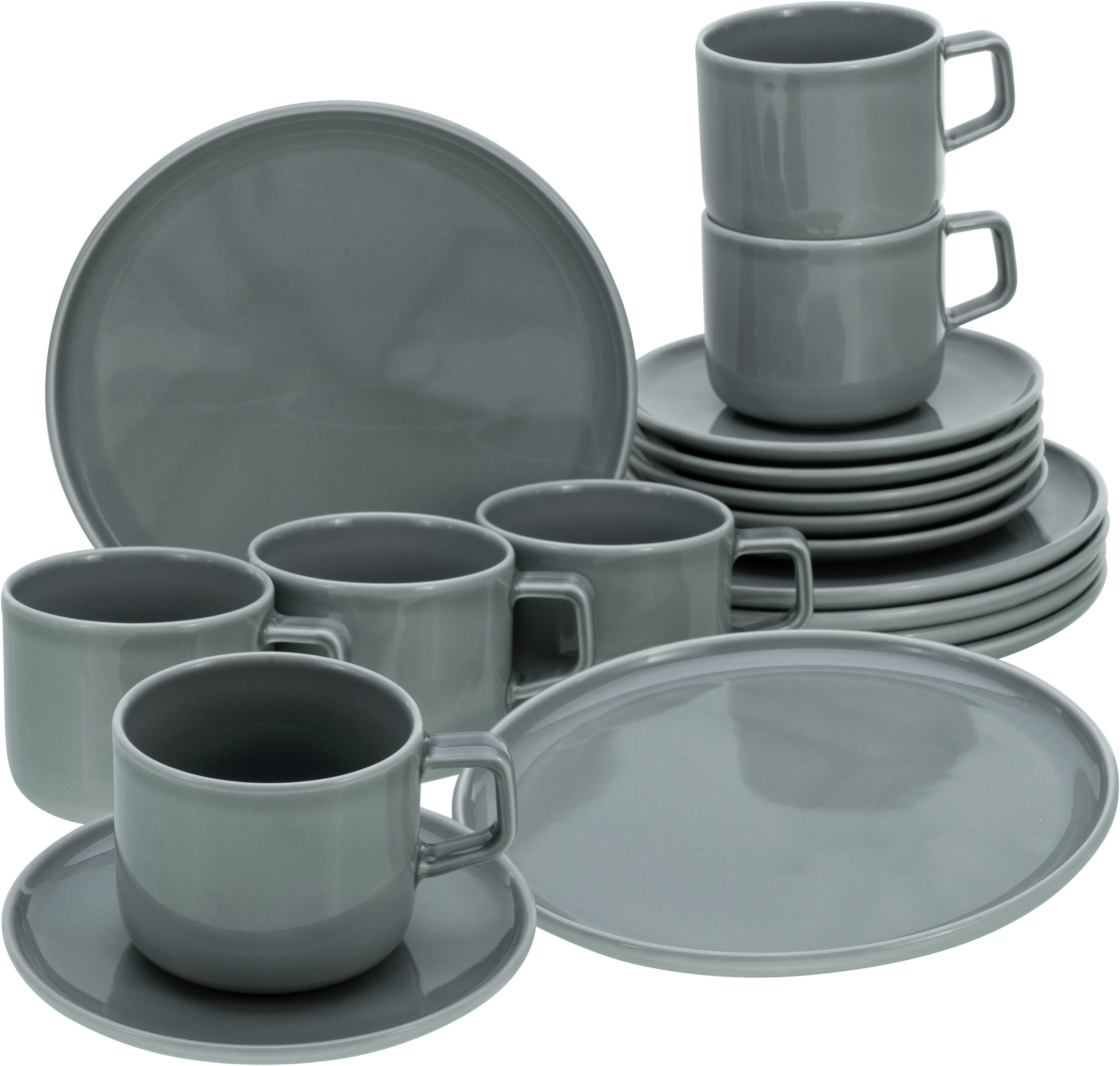 CreaTable Kaffeeservice Chef Collection grau Porzellan 18 tlg.