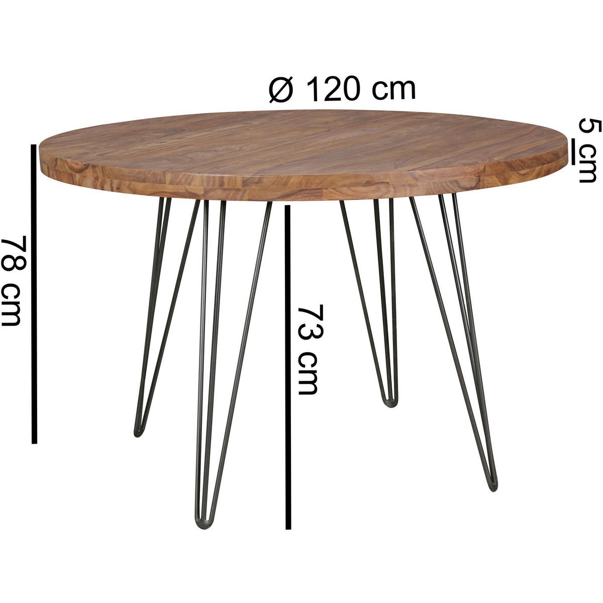 Esstisch natur schwarz matt H/D: ca. 78x120 cm Esstisch - natur/schwarz (120,00/78,00cm) - Wohnling
