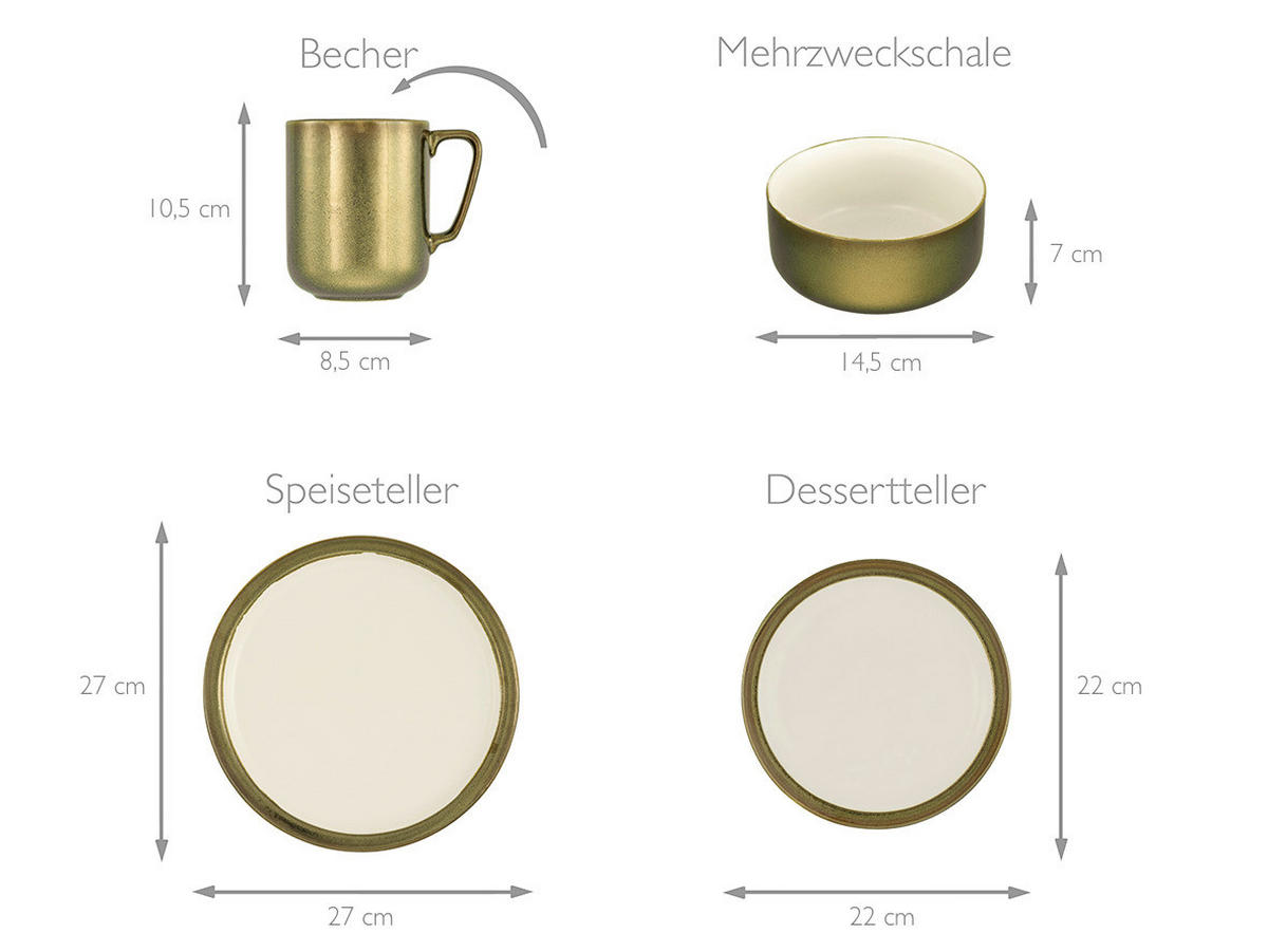 CreaTable Kombiservice MODERN INDUSTRIAL multicolor Steinzeug 16 tlg. MODERN INDUSTRIAL - multicolor - CreaTable