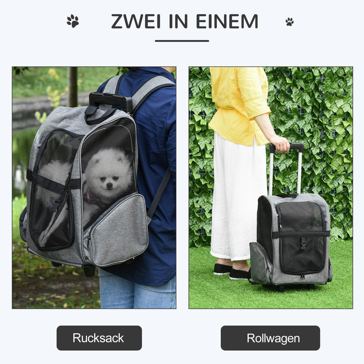 PawHut Hunde-Zubehör grau Polyester B/H/L: ca. 25x42x55 cm Tragetasche - grau (55,00/25,00/42,00cm) - PawHut