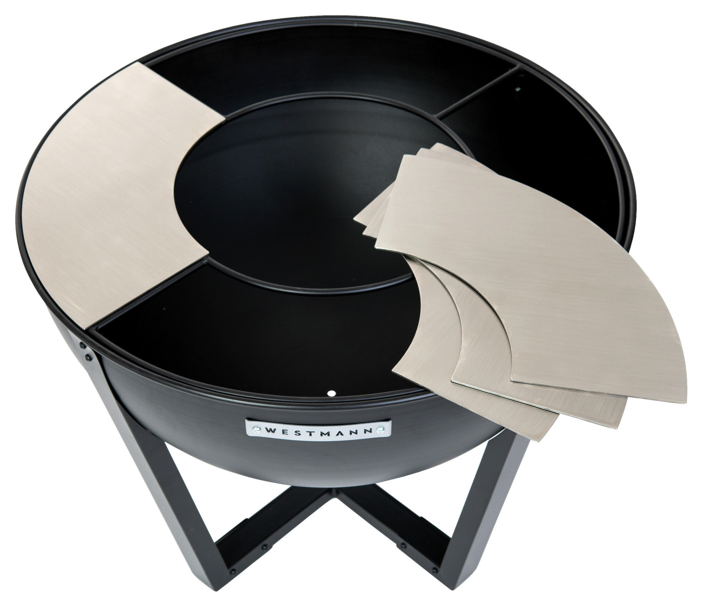 Westmann Feuerstelle mit Grill Premium schwarz Metall H/D: ca. 62x81 cm Premium - schwarz (81,00/62,00cm) - Westmann