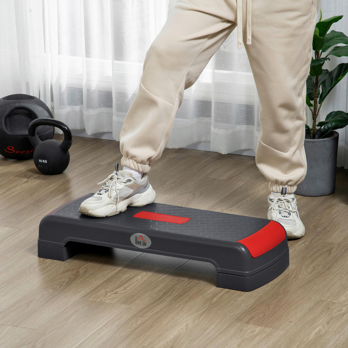 HOMCOM Fitness-Zubehör rot Polypropylen B/H/L: ca. 28x78x20 cm Steppbrett - rot (20,00/28,00/78,00cm) - HOMCOM