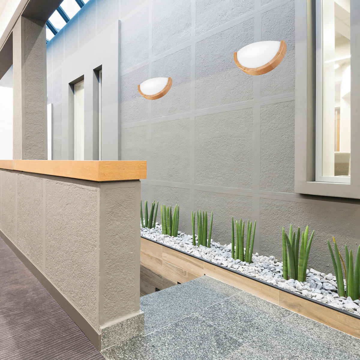 Lamkur Wandleuchte Eiche Holz Glas B/H/L: ca. 20x14x30 cm E27 1 Brennstellen Anello - Eiche (30,00/20,00/14,00cm) - Lamkur