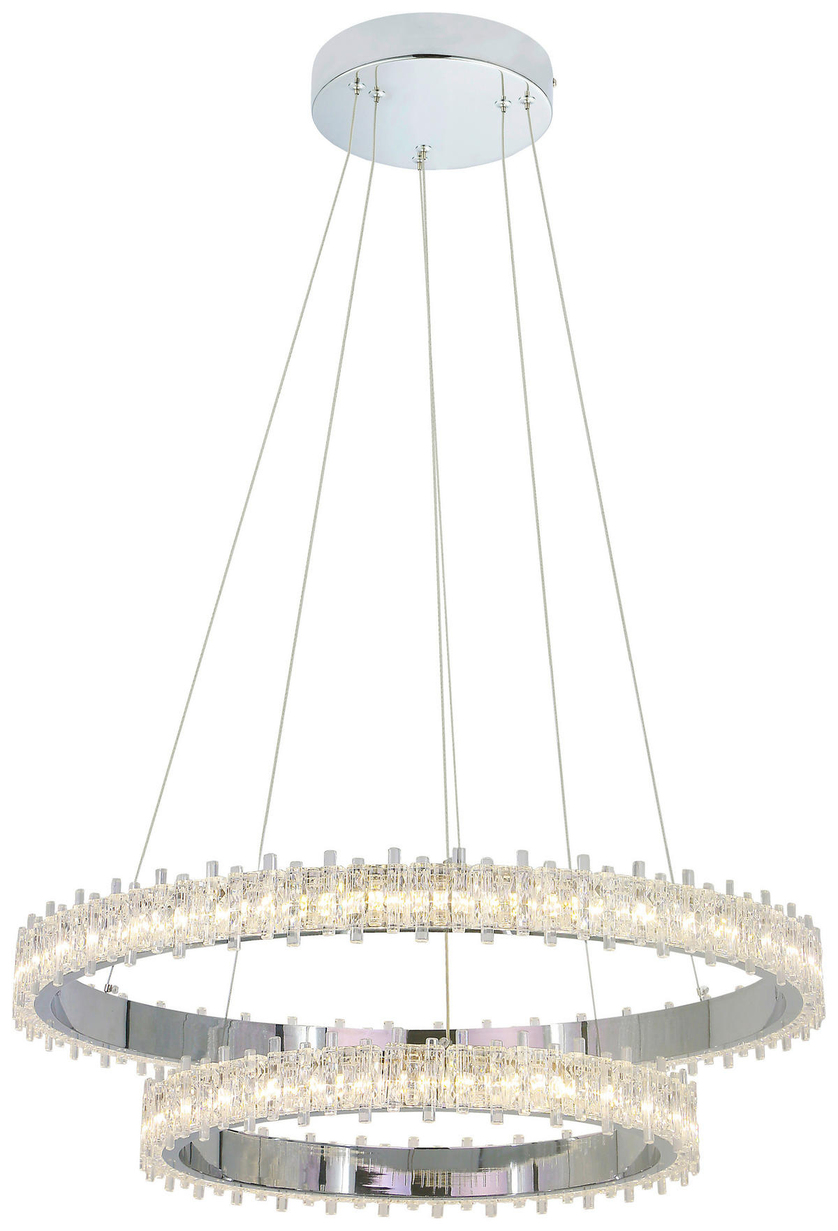 LED-Pendelleuchte Chrom Metall Acryl B/H/L: ca. 61x140x61 cm LED-Pendelleuchte_Aurora - Chrom (61,00/61,00/140,00cm)