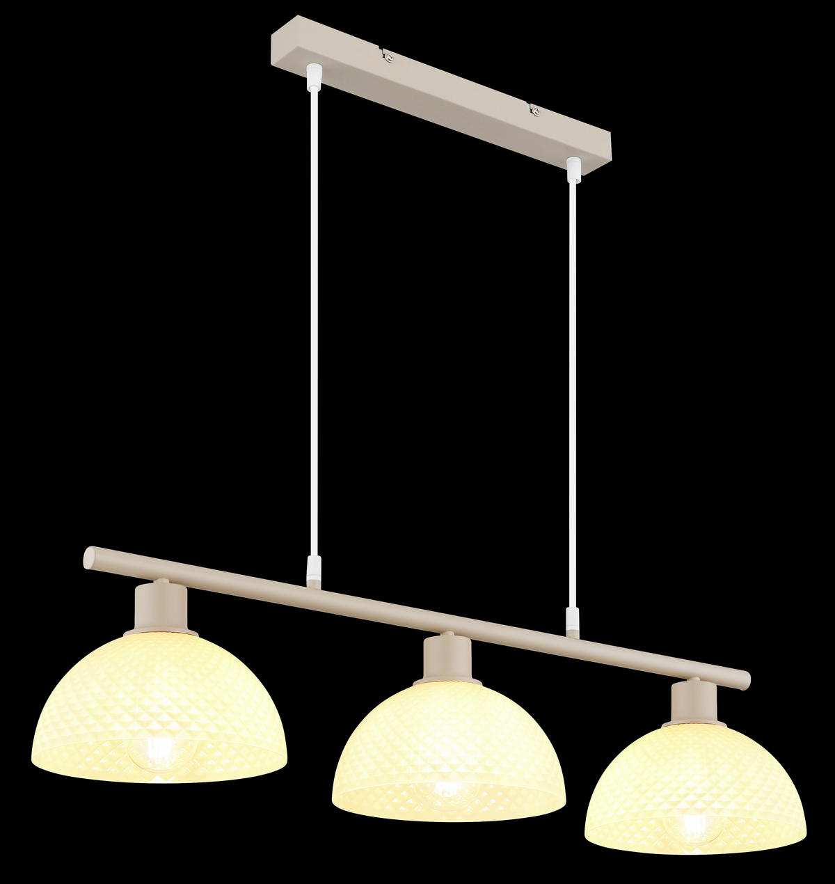 GLOBO Pendelleuchte sand champagner weiß Glas Metall PVC B/H/L: ca. 20x120x77 cm E27 3 Brennstellen SELMA - sand/weiß (77,00/20,00/120,00cm) - GLOBO