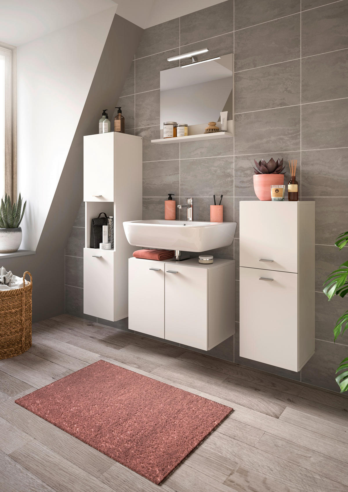 Badezimmer-Set BOSTON weiß B/H/T: ca. 57x44x57 cm BOSTON - weiß (57,00/44,00/57,00cm) - xonox.home