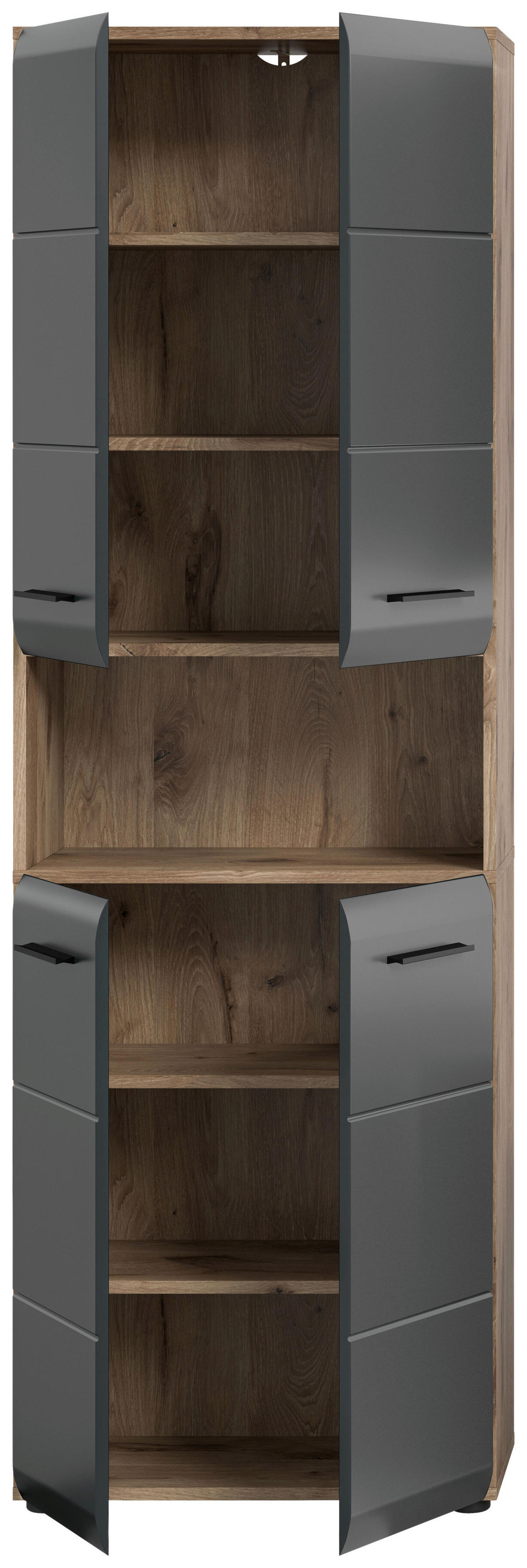 Hochschrank Ice Nox Oak Nachbildung schwarz matt B/H/T: ca. 60x185x30 cm Ice - schwarz (60,00/185,00/30,00cm) - xonox.home