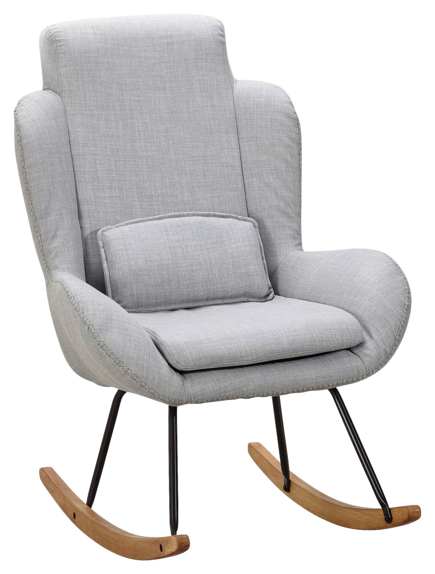 Stuhl hellgrau natur Polyester Echtholz B/H/T: ca. 75x110x88,5 cm Schaukelstuhl - hellgrau/natur (75,00/110,00/88,50cm) - Wohnling