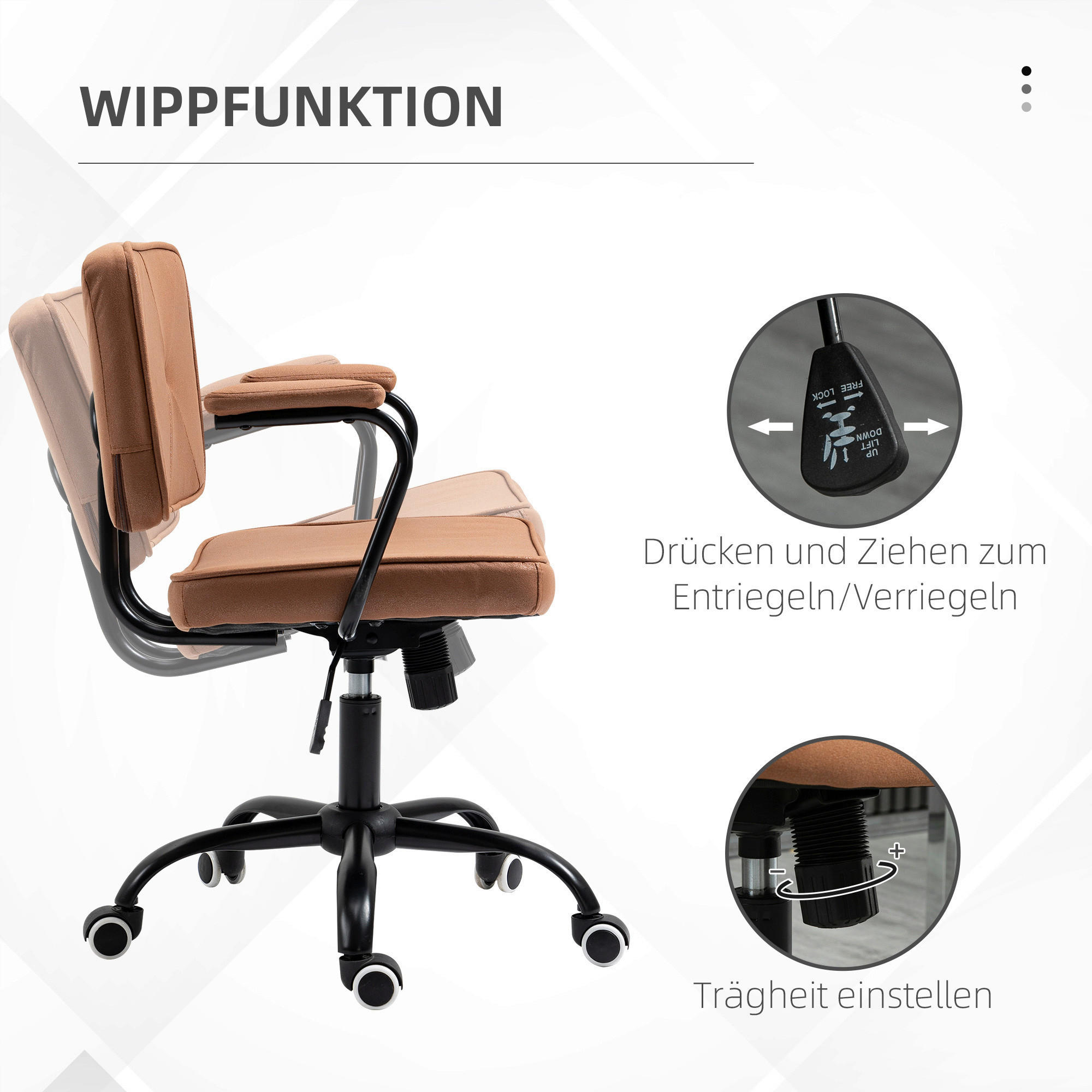 Drehstuhl 921-595BN braun 921-595BN - braun (58,00/82,00/61,00cm) - Vinsetto