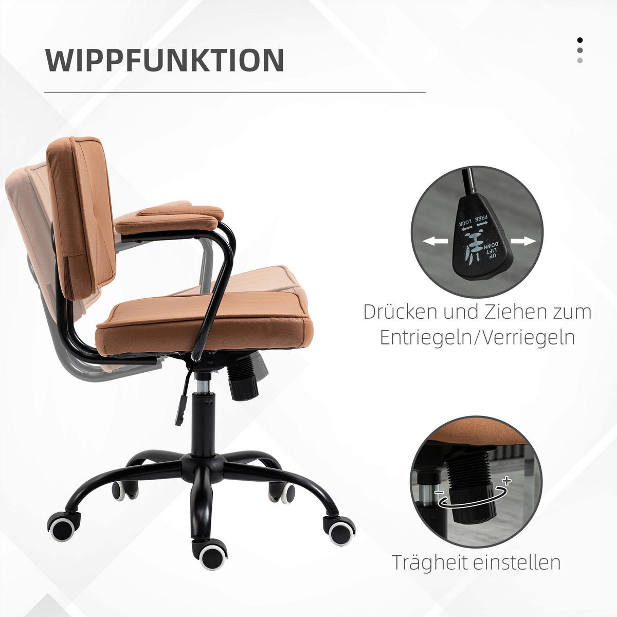 Drehstuhl 921-595BN braun 921-595BN - braun (58,00/82,00/61,00cm) - Vinsetto