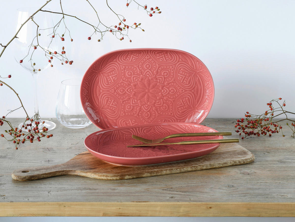 CreaTable Plattenset Orient Mandala rot Porzellan D: ca. 28 cm Orient Mandala - rot (28,00cm) - CreaTable