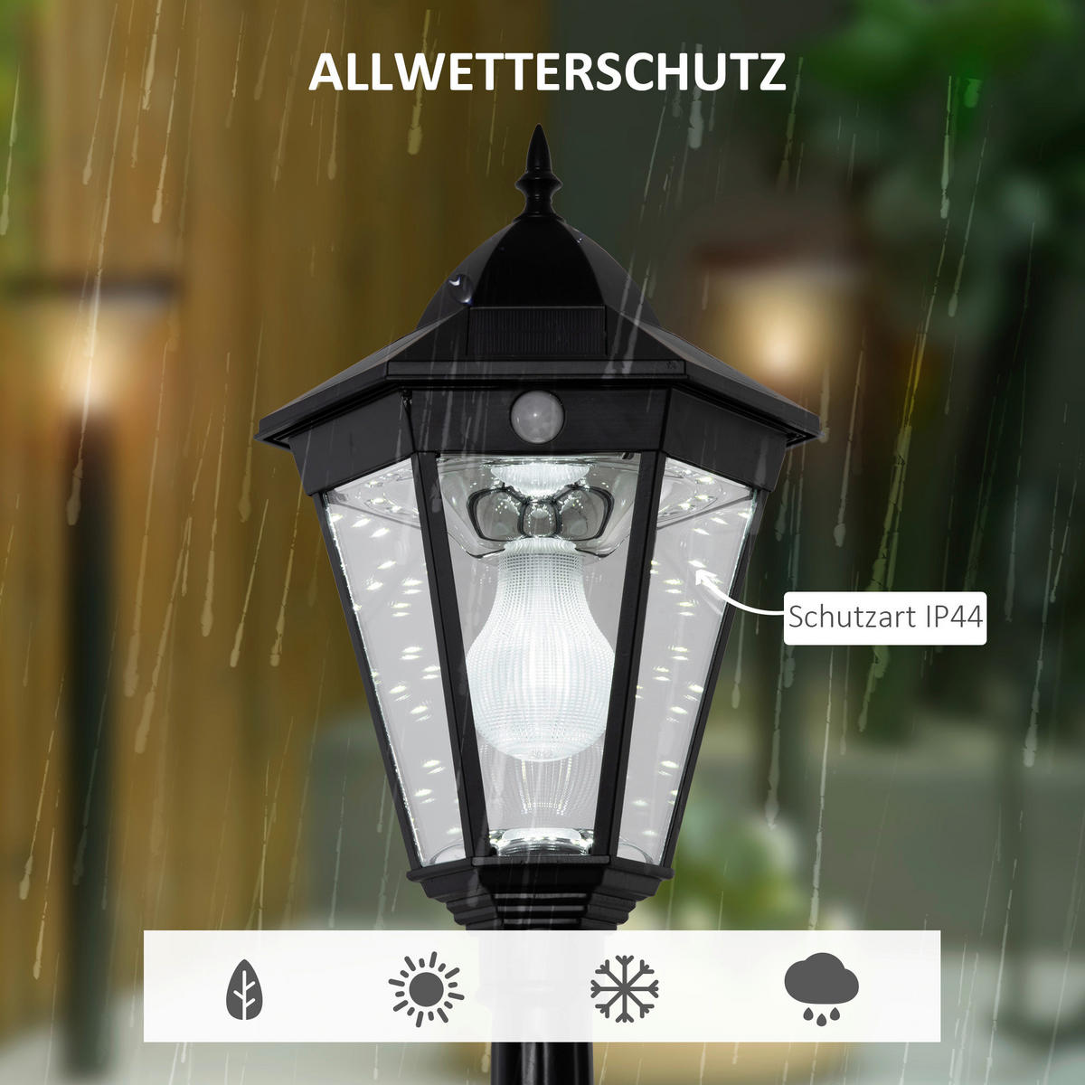 Gartenlaterne schwarz Glas Aluminium B/H/L: ca. 22x194x22 cm Gartenlaterne - schwarz (22,00/22,00/194,00cm) - Outsunny