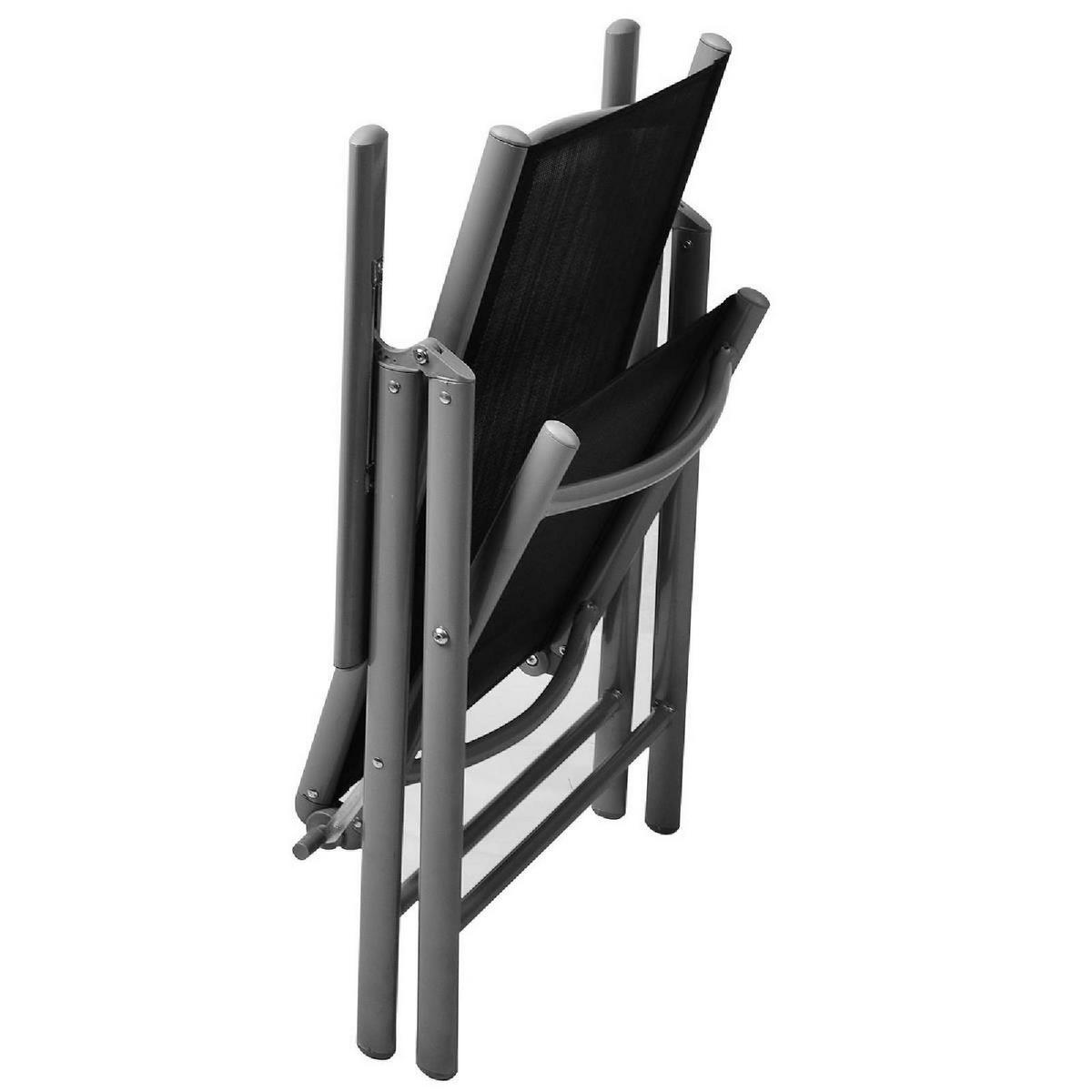 VCM Klappstuhl-Set schwarz Textilene B/H/T: ca. 56x105x65 cm Klappstuhlset - schwarz (56,00/105,00/65,00cm) - VCM