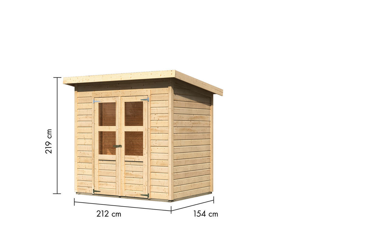 Karibu Gartenhaus Tony 0,5 natur B/H/T: ca. 212x219x154 cm Tony 0,5 - natur (212,00/219,00/154,00cm) - Karibu