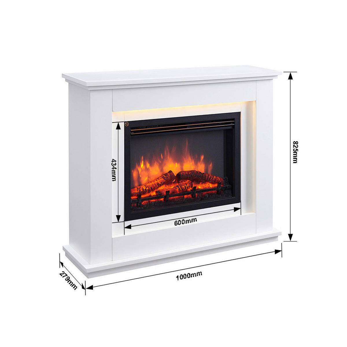 Balderia Elektrischer-Kamin Baldur weiß Metall MDF B/H/T: ca. 100x82,5x27,9 cm ca. 200 W Baldur - weiß (100,00/82,50/27,90cm) - Balderia
