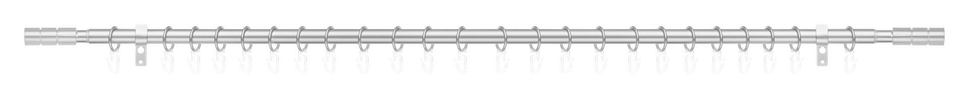 LICHTBLICK Gardinenstange Zylinder Edelstahloptik Metall D: ca. 2 cm ausziehbar von ca. 130 bis 240 cm 1.0 Läufe Zylinder - Edelstahloptik (2,00cm) - LICHTBLICK