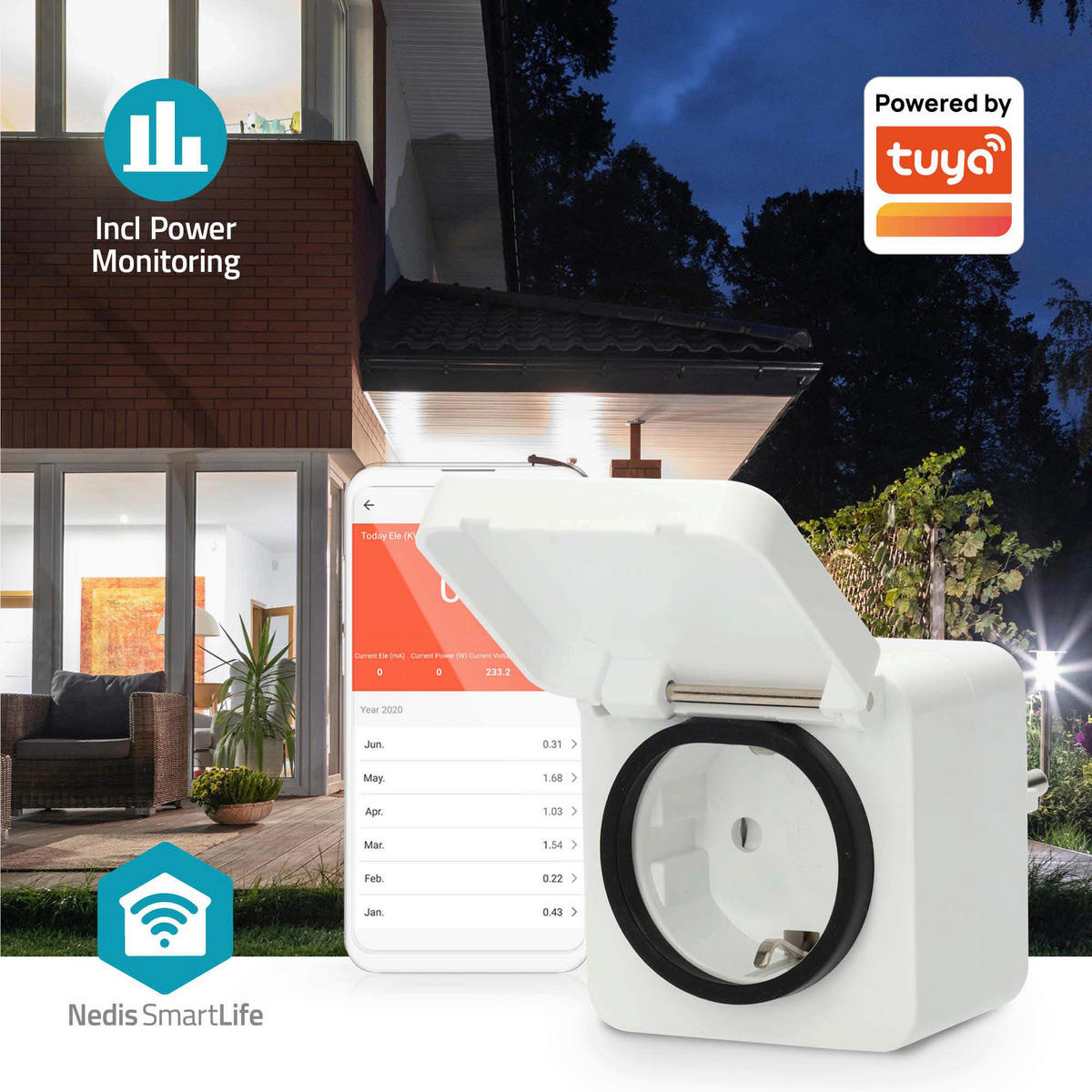 Nedis Smart-Stecker weiß grau Polycarbonat B/H/L: ca. 6x9,9x6 cm SmartLife - weiß/grau (6,00/6,00/9,90cm) - Nedis
