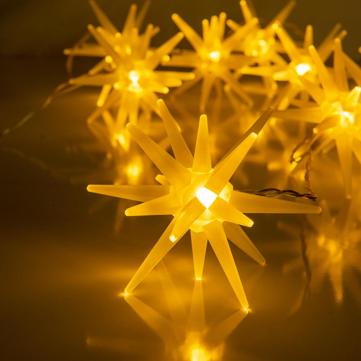 Näve Leuchten LED-Lichterkette weiß Kunststoff B/H/T: ca. 10x10x165 cm 10er-LED-Lichterkette 3D-STERNE - weiß (10,00/10,00/165,00cm) - Näve Leuchten