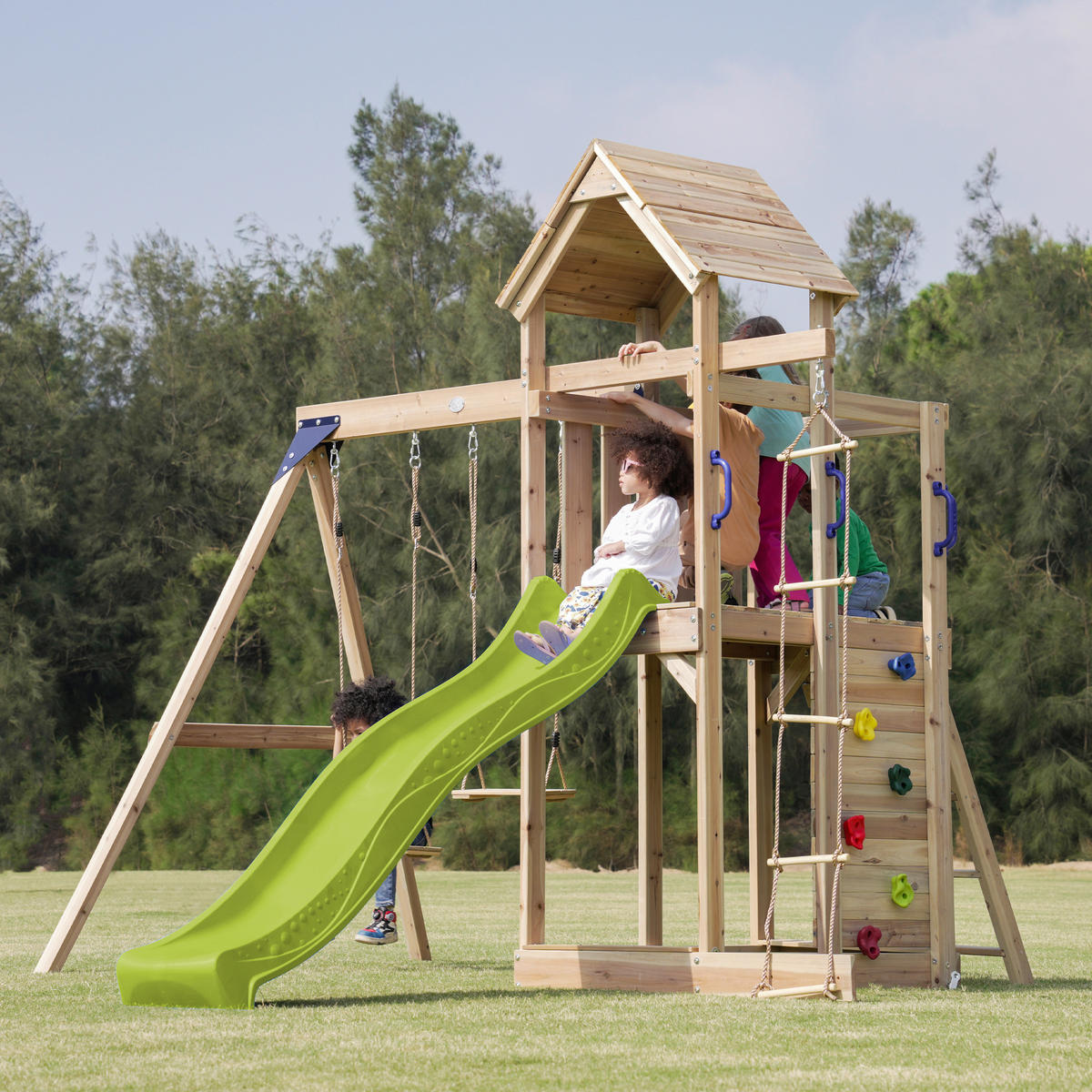 AXI Spielturm Moos grün B/H/L: ca. 342x267x375 cm Moos - braun/grün (375,00/342,00/267,00cm) - AXI